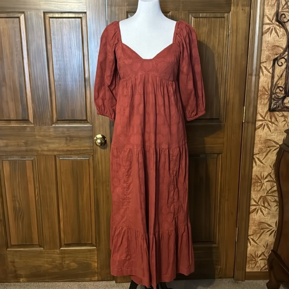 Anthropologie Rust Maxi Dress